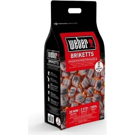Sacco 4Kg Brichetti Di Carbone Weber 17667130 Barbecue Griglia Bbq Brace