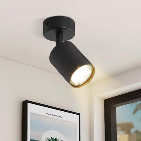 Spot de plafond orientable, 1 spots, GU10, orientable et réglable, applique murale, applique d'intérieur, pour cuisine, chambre, sans lampe, noir (1/5)