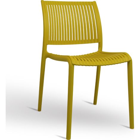 Sedia Aurora da esterno in plastica colore giallo senape modello comfort