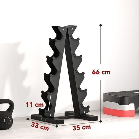 Soporte para mancuernas de 10 espacios, 5 niveles, acero, negro 66 x 35 x 33 cm DESVIAE (1/4)