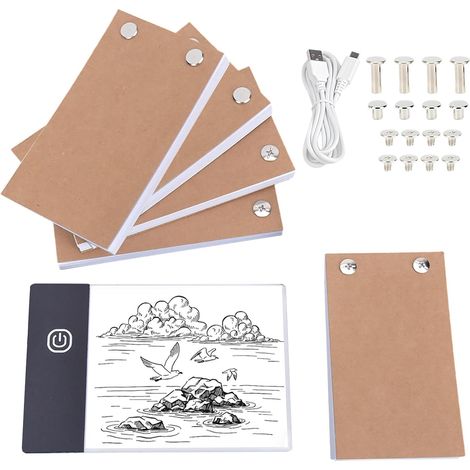 Tablette Lumineuse Dessin LED, Mini Bloc Lumineux à LED pour Dessiner et Tracer, A6 avec 300 Feuilles, Plexiglas Ultra-Fin, Kit Complet pour Artistes, Enfants, Étudiants (1/5)