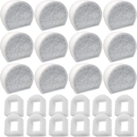 Lot de 24 Préfiltres en Mousse et Filtre à Carbone Compatible avec PetSafe Drinkwell Fountain INOX 360 Avalon Pagoda Seascape et Sedona Fontaines, Filtre pour Fontaine à Eau Chat Chien (1/5)