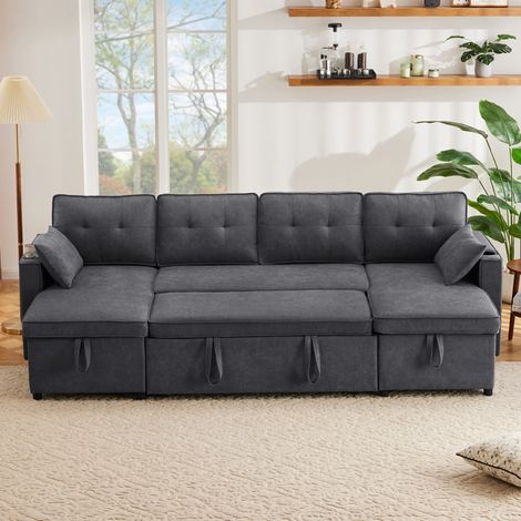 divano seduta 270x130 trasformabile contenitore grigio OKMYHOME (1/5)