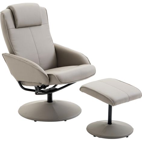 Fauteuil inclinable avec repose-pieds, fauteuil TV pivotant à 360° avec fonction inclinable, fauteuil TV, similicuir, fauteuil de lecture pour salon, chambre, gris (1/5)