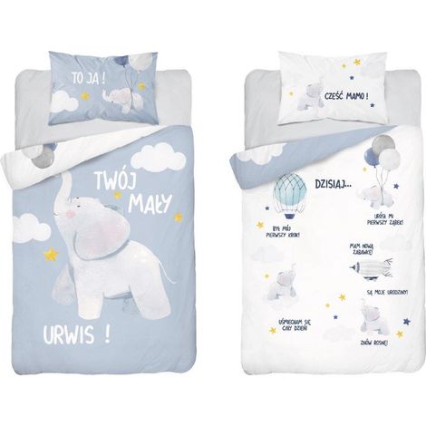 Parure de lit bébé éléphant en bambou 100 x 135