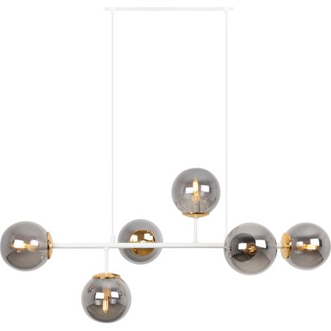 LÁMPARA DE TECHO SIENA ORO BLANCO 6 LÁMPARA PLANA GRAFITO E14 BRAZOS LARGOS