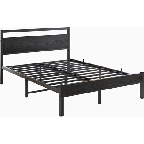Cadre de lit 120x200 cm en métal et MDF, avec sommier à lattes, grand espace de rangement sous le lit, style industriel, pour chambre ou chambre d'amis - CHICFURN (1/5)