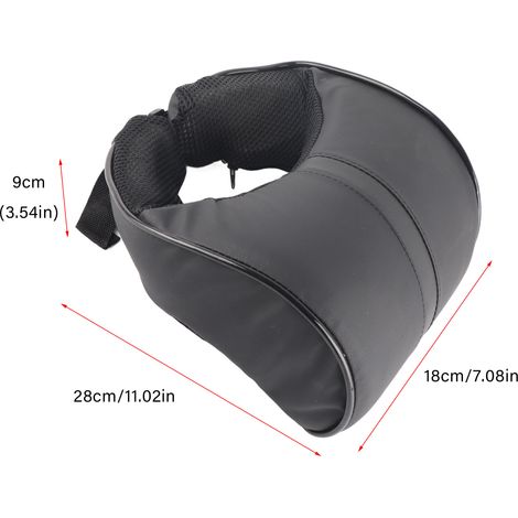 Coussin de voyage auto en cuir PU, mousse à mémoire de forme, appui-tête, repose-nuque, coussin de siège, housse de tête, oreiller ergonomique (1/5)