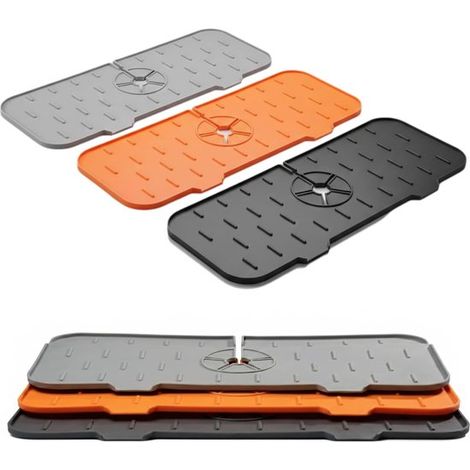 Tappetino per lavello di grandi dimensioni (72,1 cm × 38,1 cm), con foro di drenaggio sul retro, resistente al calore, facile da pulire, tappetino in silicone antiscivolo per lavello. (1/4)