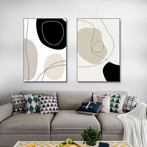 Modernes geometrisches abstraktes Linienposter – 2er-Set – fürs Wohnzimmer