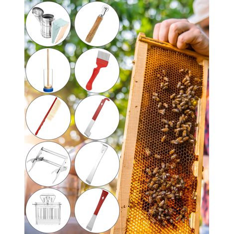 Kit di strumenti per apicoltura da 10 pezzi, attrezzatura per apicoltura per affumicatori per alveari, forniture per apicoltura (1/4)