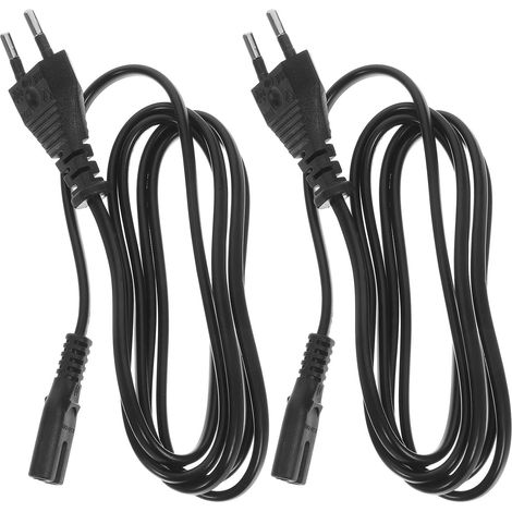Cordon d'alimentation Design Sécuritaire à 2 Fils Pack de 2 en Aluminium Plaqué Cuivre 1,5m Câbles Solide Noirs pour Lampe et Télévision (1/5)