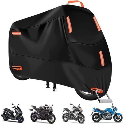 (Schwarze) Motorrad-Schutzhülle – Nicht spezifiziert – 210D – Wasserdicht – Abmessungen 245 x 105 x 125 cm – Schwarz (1/4)