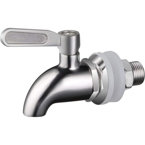 1 robinet de tonneau, en acier inoxydable 304, diamètre d'ouverture 16 mm, pour vin et boissons, finition poli brillant (1/5)