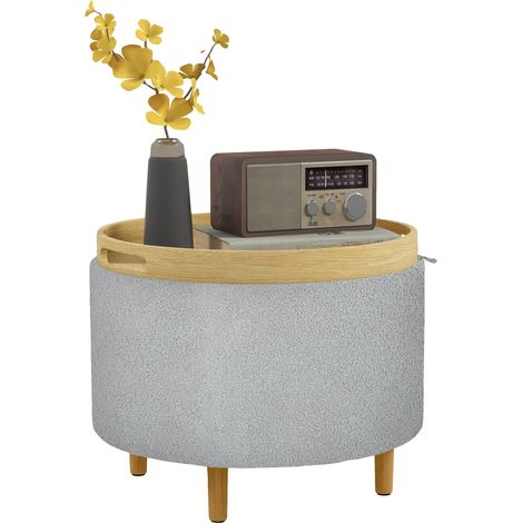 Pouf con vano portaoggetti nascosto, coperchio reversibile, verde militare (1/2)