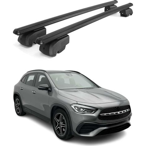 OMAC Aluminium Dachträger Querträger für Mercedes GLA H247 2020-2026 – City Crash – ISO/PAS 11154:2006 – Abschließbar – Max. 75 kg – 2 Stangen Schwarz (1/5)
