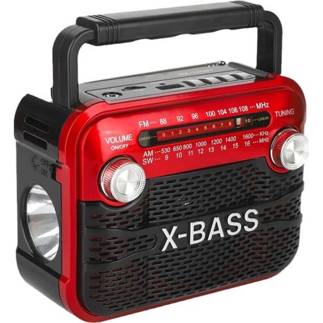 125 BT Emergency Solar Radio with Hand Crank, Small Portable Solar FM, AM and SW Radio, Hand Crank Generator, Flashlight and Camping Light for Power Outages. (1/5)