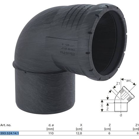 Geberit Curva Silent-Pro, DN 100, dø 110 mm, 393.524.14.1 (1/2)