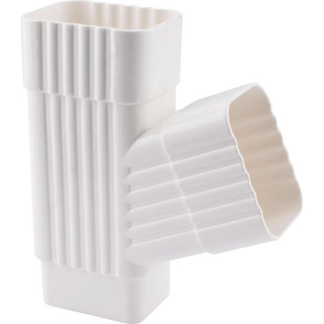 Lot de 1 connecteur en Y pour descente de gouttière, connecteur en Y pour gouttière PVC 2x3 pouces blanc, accessoire de descente de gouttière pour drainage de l'eau de pluie (8.36.3cm-7.85.6cm) (1/5)