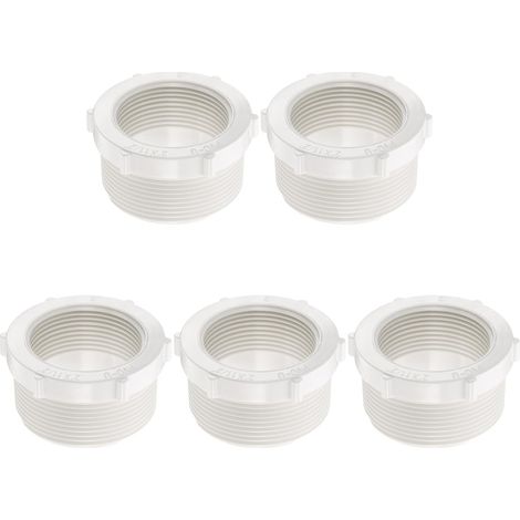 5 Pcs Manchon Réducteur PVC Filetage Mâle G2" Vers Filetage Femelle G1-1/2" Raccord Réducteur Adapter PVC Pour Système De Plomberie De Connexion De Tuyaux, Blanc (1/5)