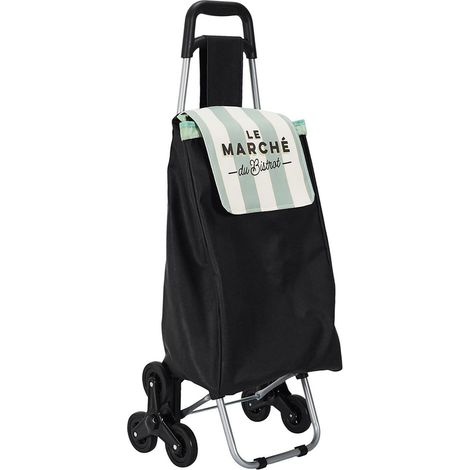 Carrello della spesa Bistrot a 6 ruote con striscia verde (1/5)