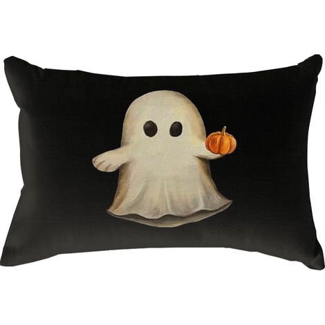 Housse de coussin fantôme blanc 30 x 50 cm pour Halloween (1/5)
