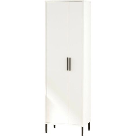 Armadio Multiuso 1 Anta Niala, 4 Ripiani, Appendiabiti, Un'anta, 50x165h cm Bianco