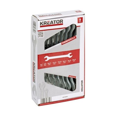Set di 8 chiavi fisse 6x7-20x22mm cr.vanadio 500002 kreator