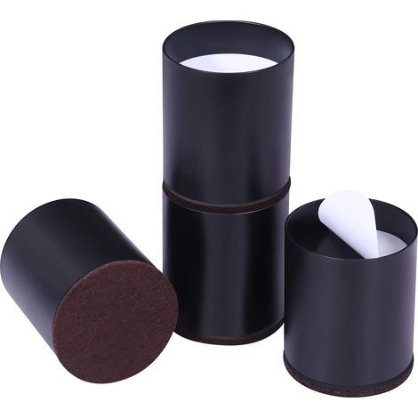 Set of 4 sturdy bed frames for sofas and tables, 5cm lifting height, bottom glides to protect floors (black, round) (1/5)