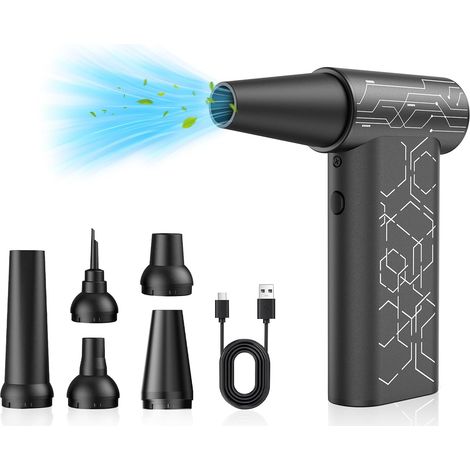 Moteur sans balais 180000tr/min, 180W Souffleur Air Comprimé, 4 Vitesses Dépoussiérants Puissants électrique avec Batterie 8000mAh, Alliage d'aluminium Mini Air Comprimé Duster pour Voiture, PC (1/5)