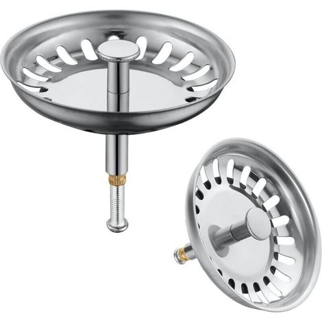Crépine d'évier de cuisine de 79 mm, bouchon d'évier en acier inoxydable, paquet de 2, crépine anti-obstruction, s'adapte à la plupart des éviers de cuisine, améliore la commodité de la cuisine.