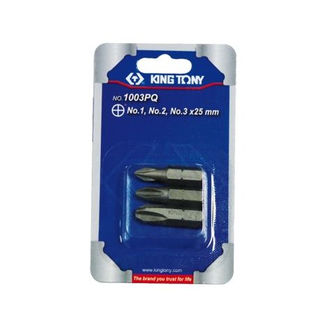 KING TONY - Jeu d'embouts de vissage 1/4" PHILLIPS® (N°1,N°2,N°3) - 3 pièces
