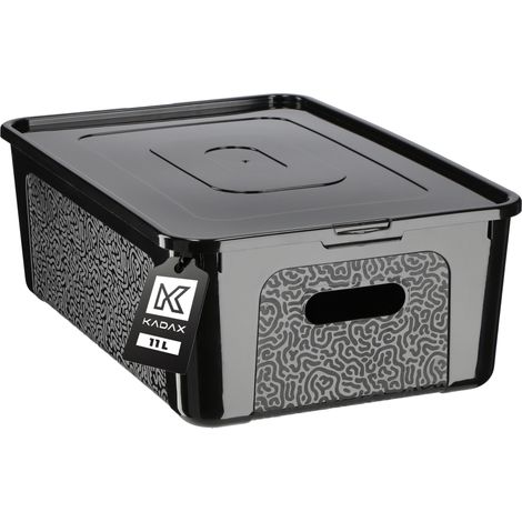 KADAX rechteckige Aufbewahrungsbox mit Deckel, stapelbare Lagerbox, Kunststoff, platzsparende Lagerb