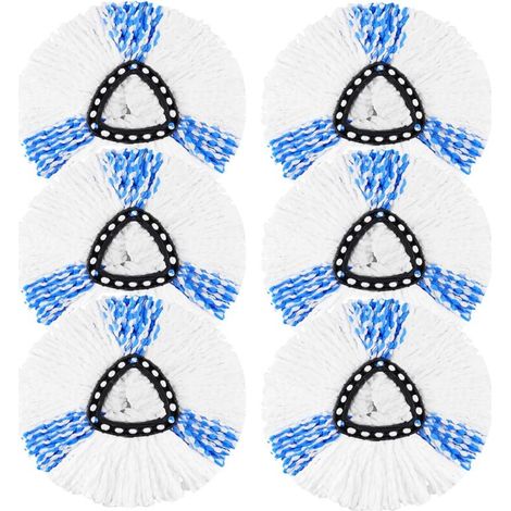 Vileda Turbo 2 in 1 EasyWring & Clean Mop Replacement Heads Compatible with O-Cedar Mop Head Set (6 White-Blue) (1/5)