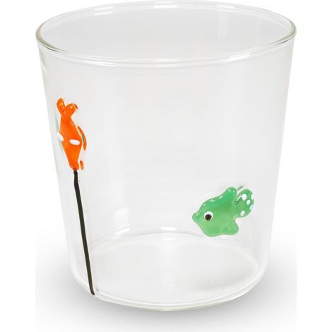 WD LifeStyle Bicchiere Vetro Borosilicato Cc 250 ml Decoro Pesce com Boa