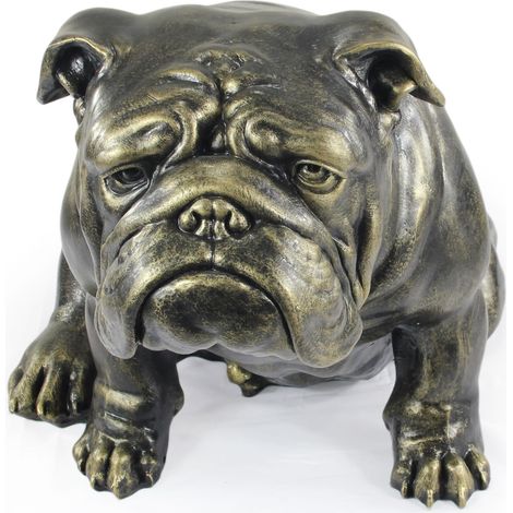 Bulldog inglés, Bulldog: una estatuilla de perro de tamaño natural, una figura a escala 1:1, una estatua de jardín de Art-Dog. (1/5)