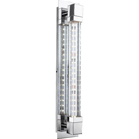 LED Wandleuchte Flurlampe Glas Wandlampe chrom Schlafzimmerleuchte, 5,2W 547lm warmweiß, BxH 8 x 42 cm