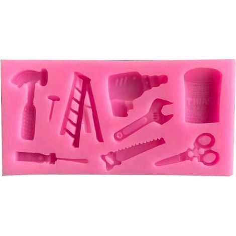 Silikon-Kuchenform-Reparaturwerkzeug, Silikonhammer, Schere, Fondant-Schokoladenform, DIY-Zuckerdessert-Dekoration (rosa, 1 Stück)