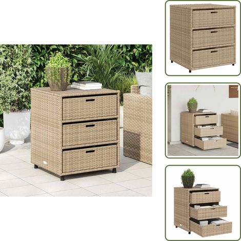 Armadietto in rattan - vidaXL Armadietto Portaoggetti da Giardino Beige 55x59x69cm Polyrattan - Armadietto in acciaio