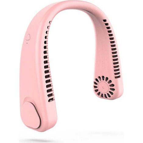 Ventilateur USB Portable, Ventilateur de Cou Sans Lames, Ventilateur de Cou, Ventilateur USB pour Enfants Adultes, Mini Ventilateur Portable, pour L'extérieur, le Sport, le Bureau(rose)