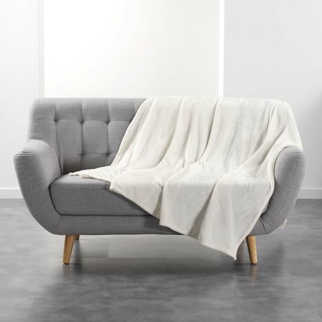 Plaid polaire - Flanou - 180 x 220 cm - Naturel - Livraison gratuite