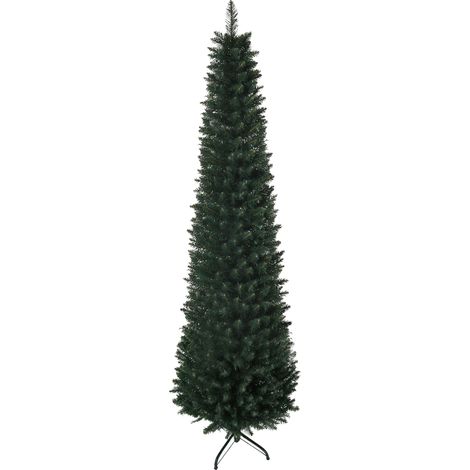 Albero di Natale Slim Alto 180cm con Base Pieghevole, Albero di Natale Artificiale con 380 Rami, in PVC e Metallo, Verde (1/5)