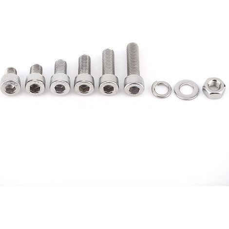 Steel Hex Socket Cap Head Screws with Hex Nut Washers Assortment (M8x60pcs)