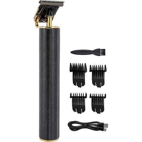Tondeuse à cheveux noire pour hommes, tondeuse professionnelle sans fil, lame en T de 0 mm pour crânes rasés