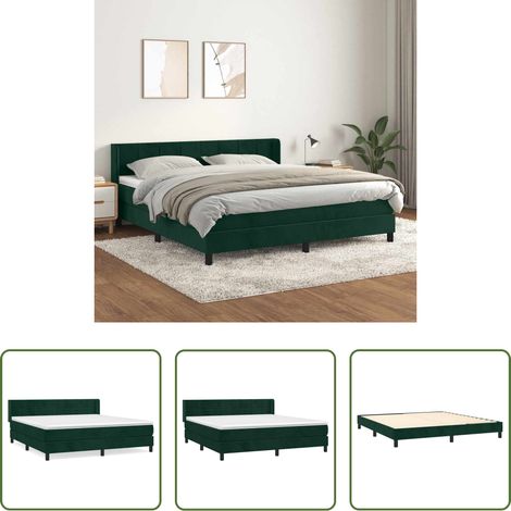 Matelas à ressorts ensachés - Sommier à lattes de lit et matelas Vert foncé 160x200cm Velours (1/5)