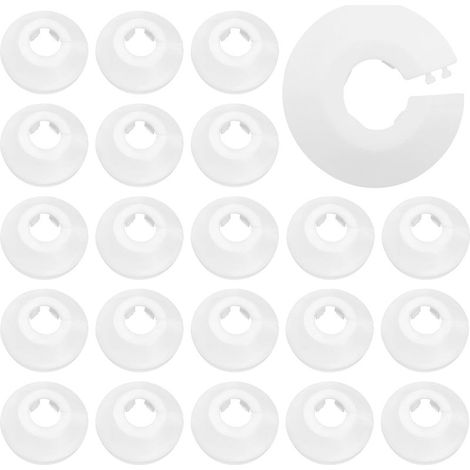 Rosace Radiateur 30pcs Rosace Radiateur Plastique 16 mm Cache Radiateur Blanc pour Diamètre de Tuyau, Tuyau Mural et Décoration