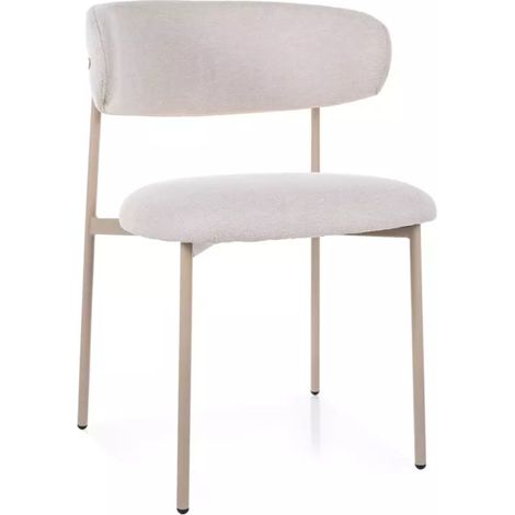 Chaise tissu en beige pieds métal cachemire design doux et épuré JONAZ (1/4)
