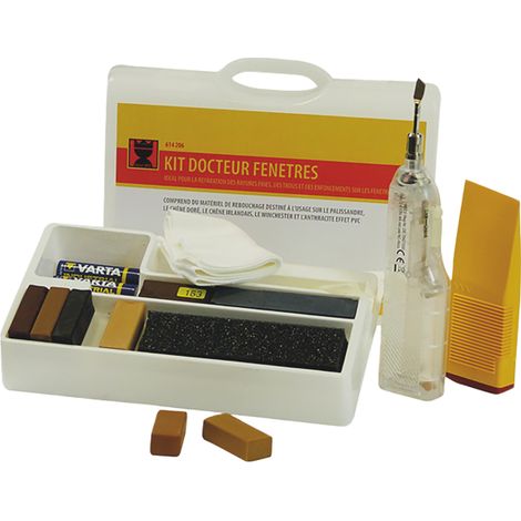 Kit de réparation pour menuiseries PVC – 8 bâtons de cire dure – Fer à fondre inclus – Réparation durable et rapide – Konig