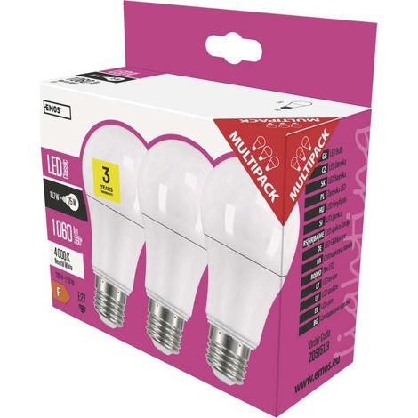 3 Stk. LED-Glühbirnen A60 E27 neutralweiß 10.7 W (1/5)