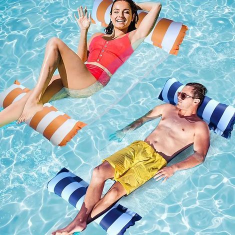 Bouée Piscine Adulte 4 en 1 Hamac Filet - Lot de 2 Matelas Gonflable 2 Personnes (1/5)